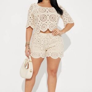 Fashion Nova Crochet Shorts Set